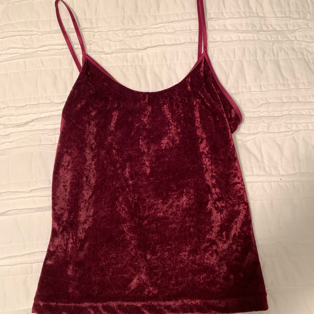 maroon crushed velvet tank top